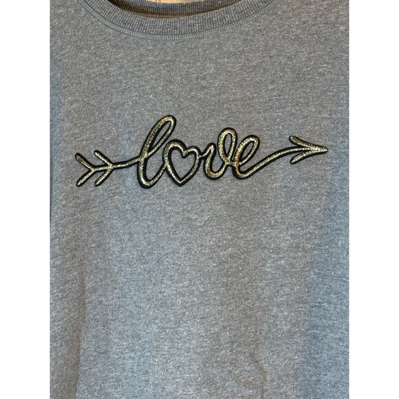 Maurice’s Women’s Sweatshirt Plus Size 1X Grey With Gold Love Embroidered - Picture 2 of 5